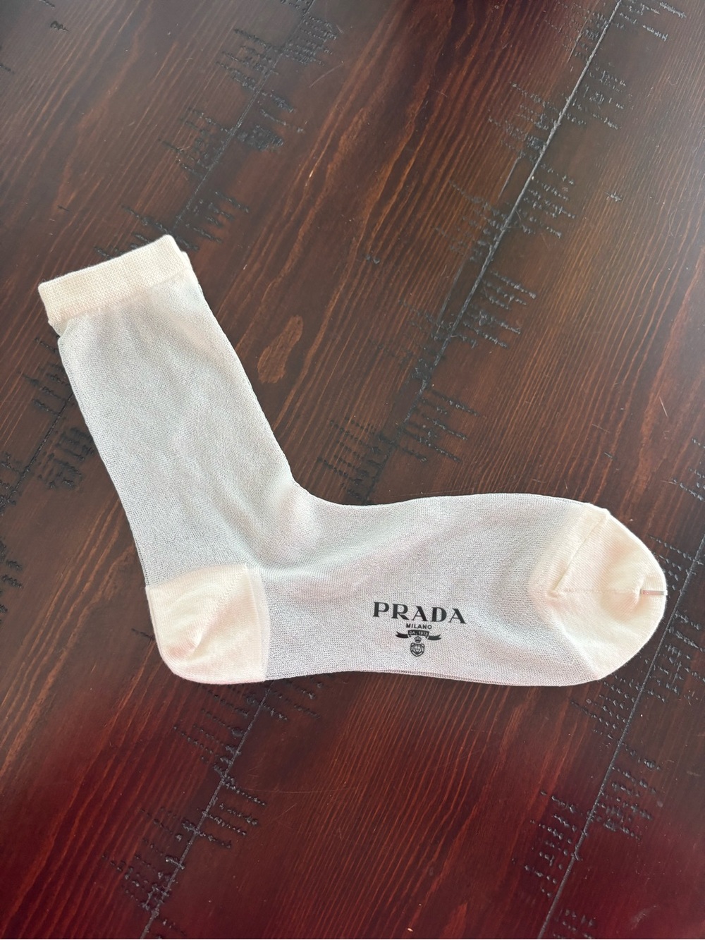 Prada Milano Sheer White Logo Socks / Hosiery